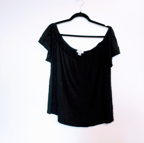 Old Navy black off the shoulder top with short sleeves size XL - Picture 1 of 4